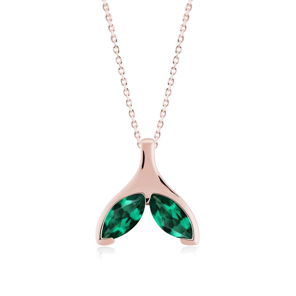 Marquise Emerald Whale Tail Pendant - LUO Jewelry #metal_18k rose gold