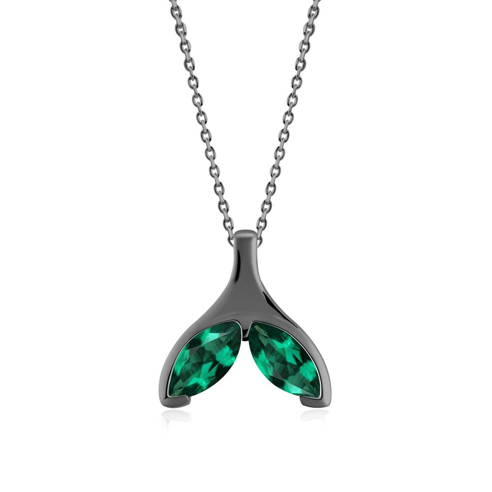 Marquise Emerald Whale Tail Pendant - LUO Jewelry #metal_black finish sterling silver