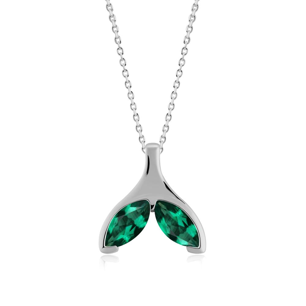 Marquise Emerald Whale Tail Pendant - LUO Jewelry #metal_platinum
