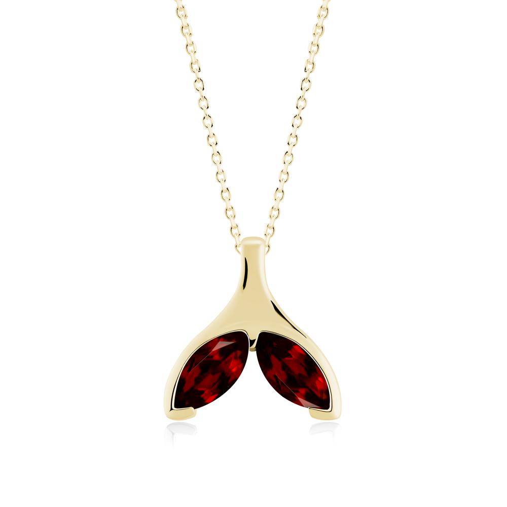 Marquise Garnet Whale Tail Necklace - LUO Jewelry #metal_18k yellow gold