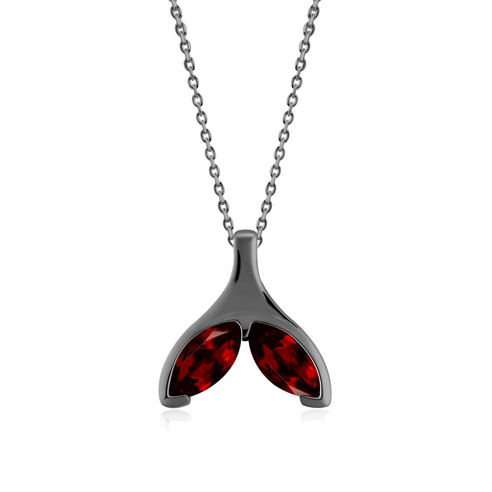 Marquise Garnet Whale Tail Necklace - LUO Jewelry #metal_black finish sterling silver