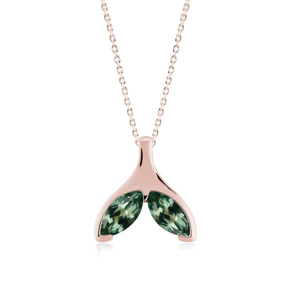 Marquise Green Sapphire Whale Tail Necklace - LUO Jewelry #metal_18k rose gold