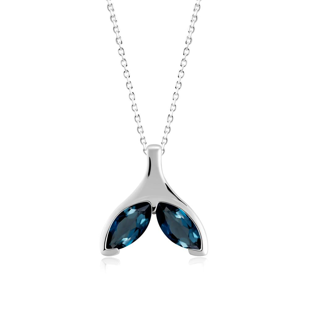 Marquise London Blue Topaz Whale Tail Necklace - LUO Jewelry #metal_14k white gold