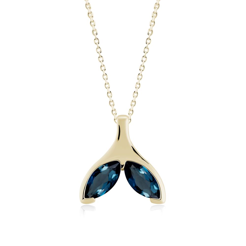 Marquise London Blue Topaz Whale Tail Necklace - LUO Jewelry #metal_14k yellow gold