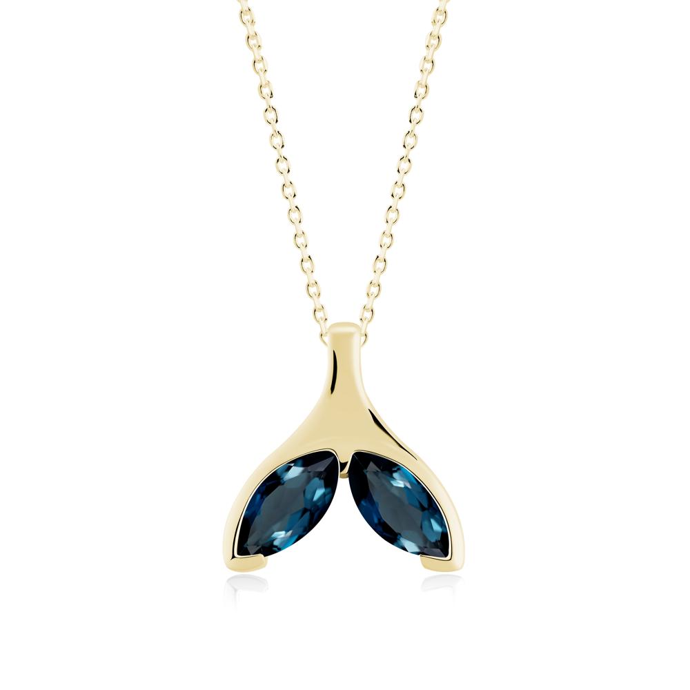 Marquise London Blue Topaz Whale Tail Necklace - LUO Jewelry #metal_18k yellow gold