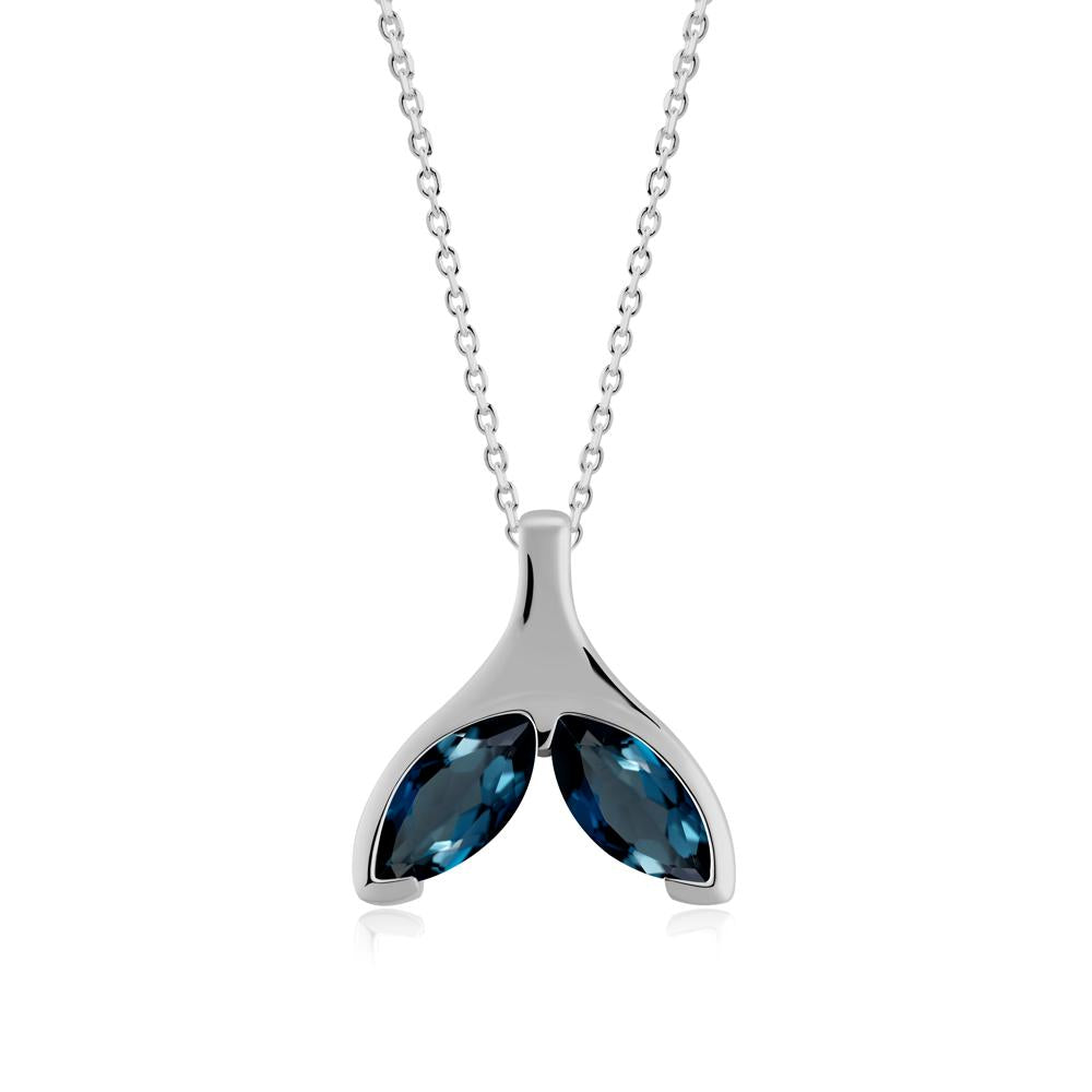 Marquise London Blue Topaz Whale Tail Necklace - LUO Jewelry #metal_platinum