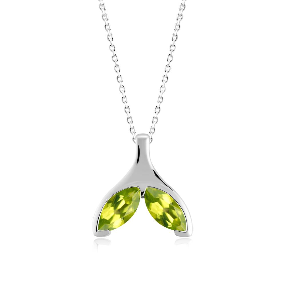 Marquise Peridot Whale Tail Pendant - LUO Jewelry #metal_14k white gold
