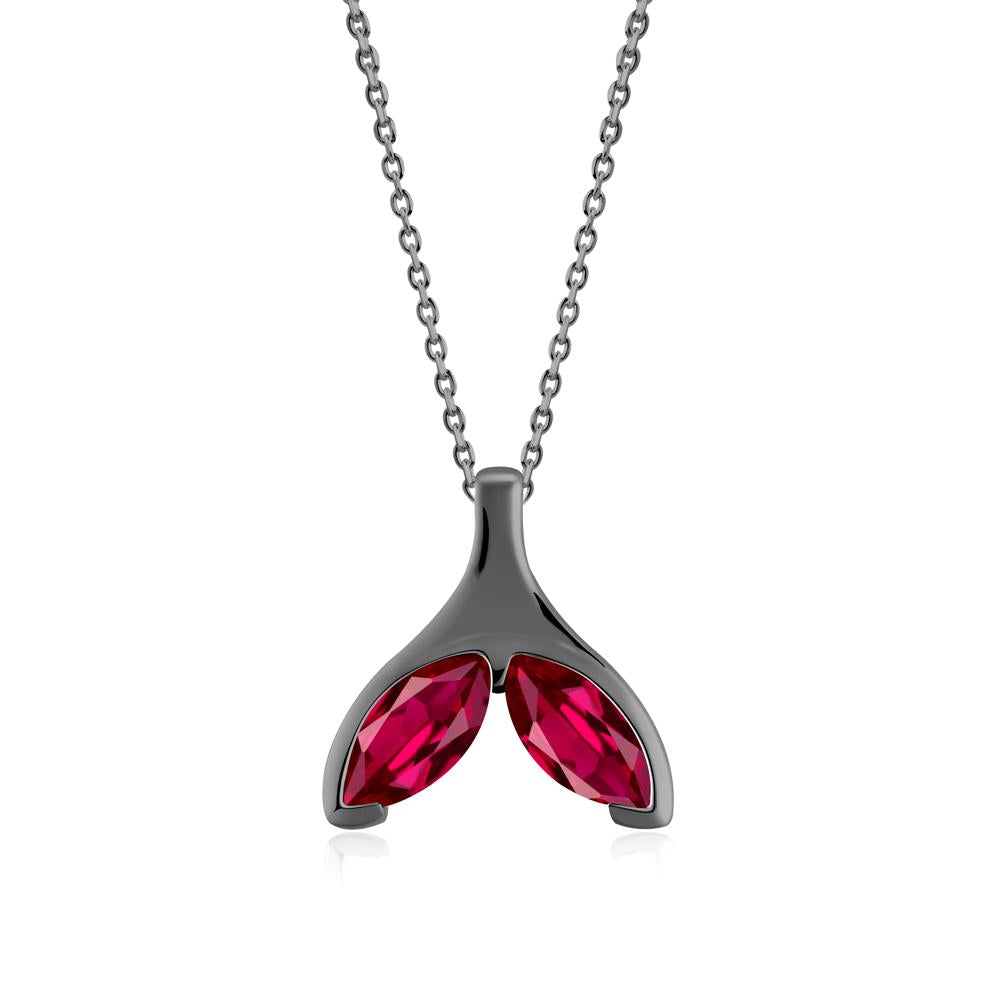 Marquise Ruby Whale Tail Necklace - LUO Jewelry #metal_black finish sterling silver