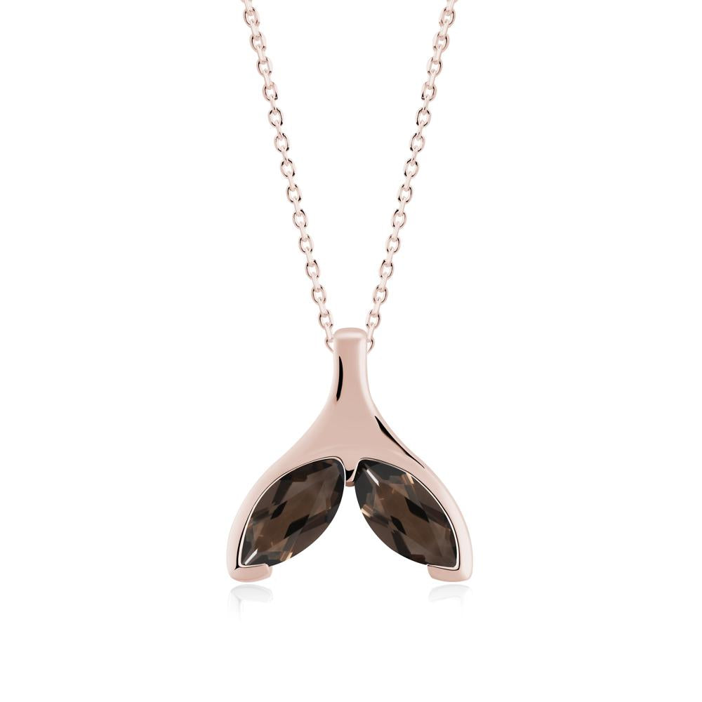 Marquise Smoky Quartz Whale Tail Necklace - LUO Jewelry #metal_14k rose gold