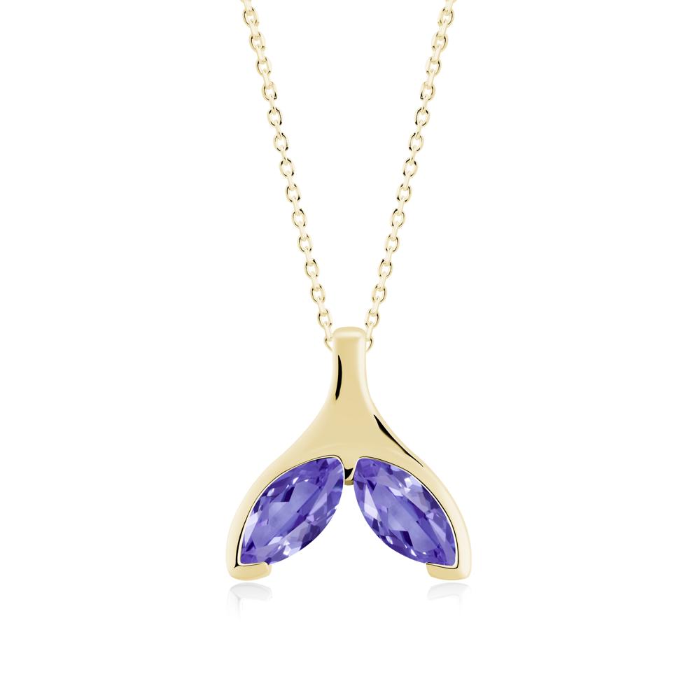 Marquise Tanzanite Whale Tail Pendant - LUO Jewelry #metal_18k yellow gold