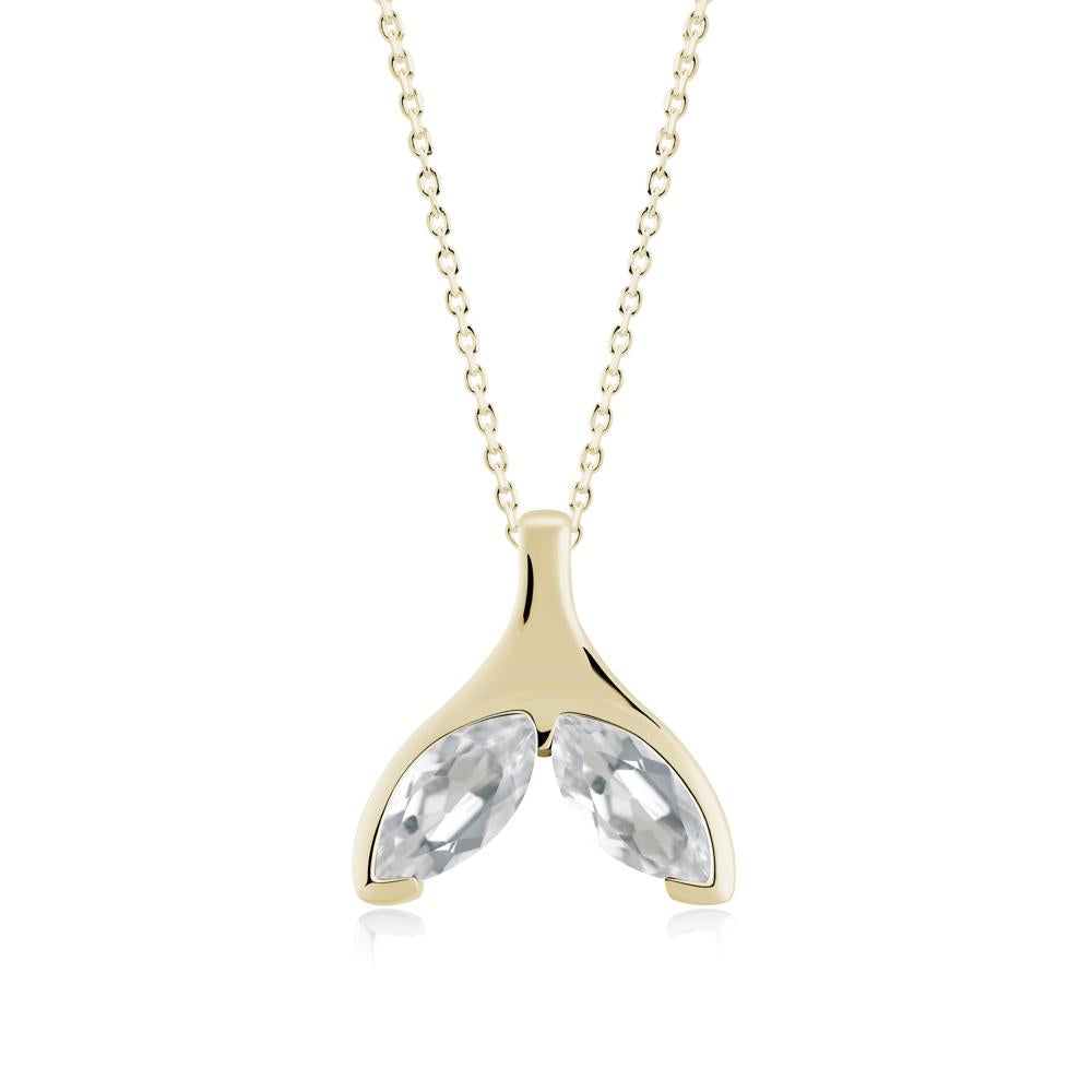 Marquise White Topaz Whale Tail Pendant - LUO Jewelry #metal_14k yellow gold