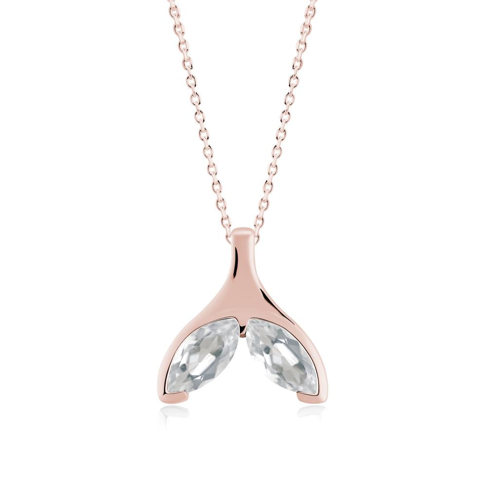Marquise White Topaz Whale Tail Pendant - LUO Jewelry #metal_18k rose gold