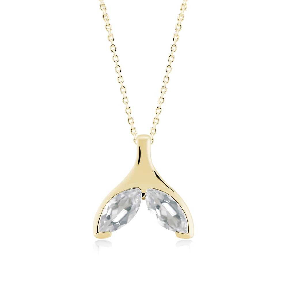 Marquise White Topaz Whale Tail Pendant - LUO Jewelry #metal_18k yellow gold