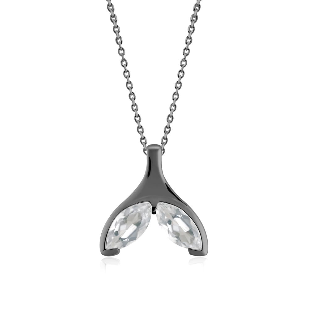 Marquise White Topaz Whale Tail Pendant - LUO Jewelry #metal_black finish sterling silver