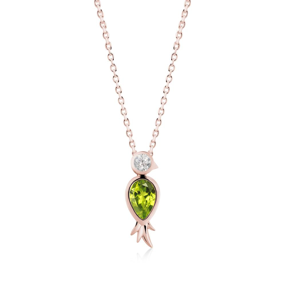 Bird Inspired Teardrop Cut Peridot and Cubic Zirconia Necklace - LUO Jewelry #metal_18k rose gold