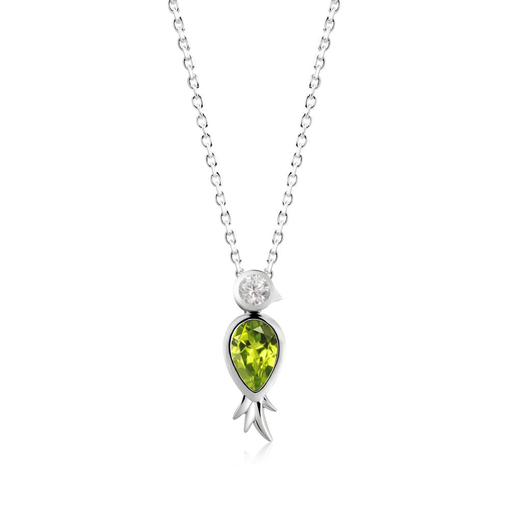Bird Inspired Teardrop Cut Peridot and Cubic Zirconia Necklace - LUO Jewelry #metal_sterling silver