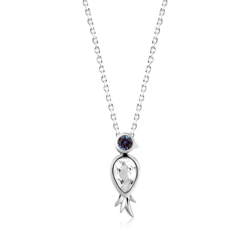 Bird Inspired Teardrop Cut White Topaz and Alexandrite Necklace - LUO Jewelry #metal_sterling silver
