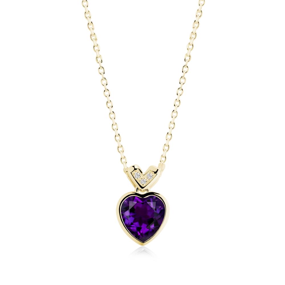 Heart-Cut Amethyst Necklace with Chevron - LUO Jewelry #metal_18k yellow gold