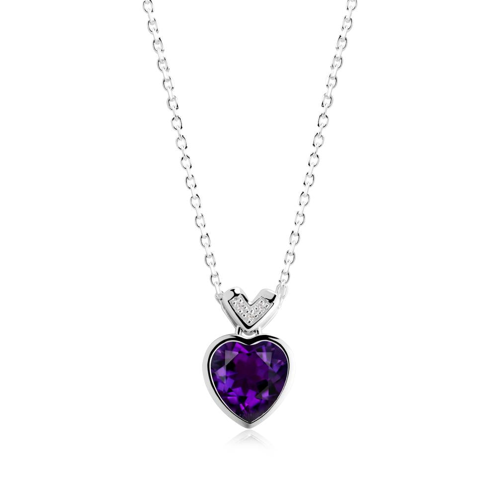 Heart-Cut Amethyst Necklace with Chevron - LUO Jewelry #metal_sterling silver