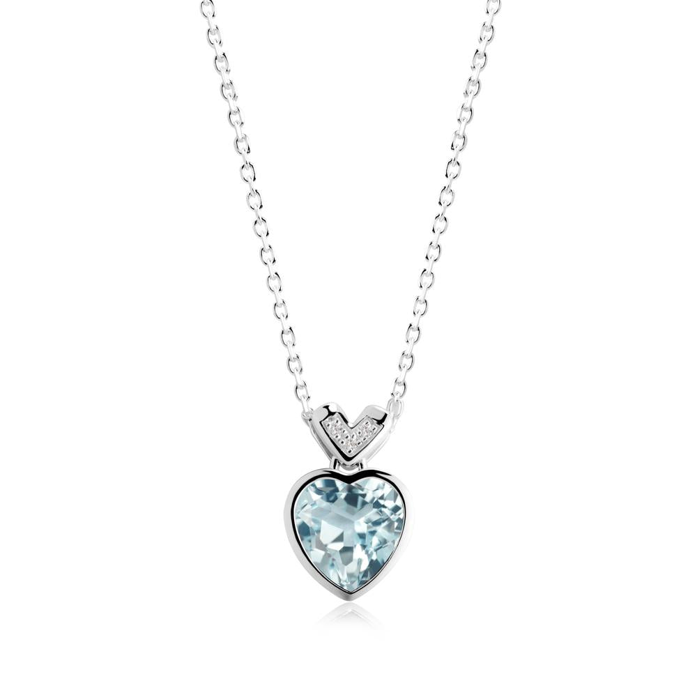 Heart-Cut Aquamarine Necklace with Chevron - LUO Jewelry #metal_14k white gold