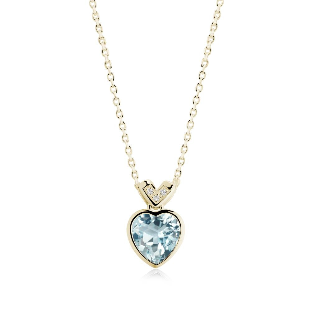 Heart-Cut Aquamarine Necklace with Chevron - LUO Jewelry #metal_14k yellow gold