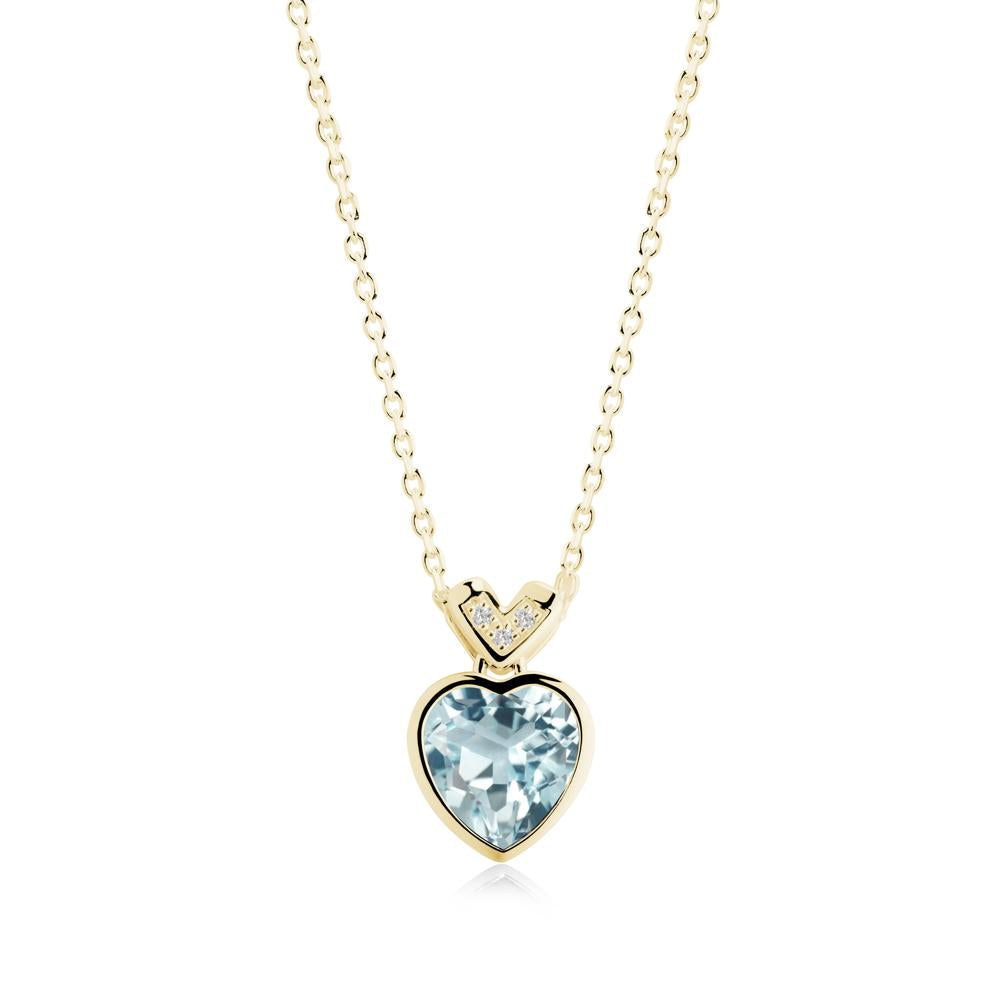 Heart-Cut Aquamarine Necklace with Chevron - LUO Jewelry #metal_18k yellow gold