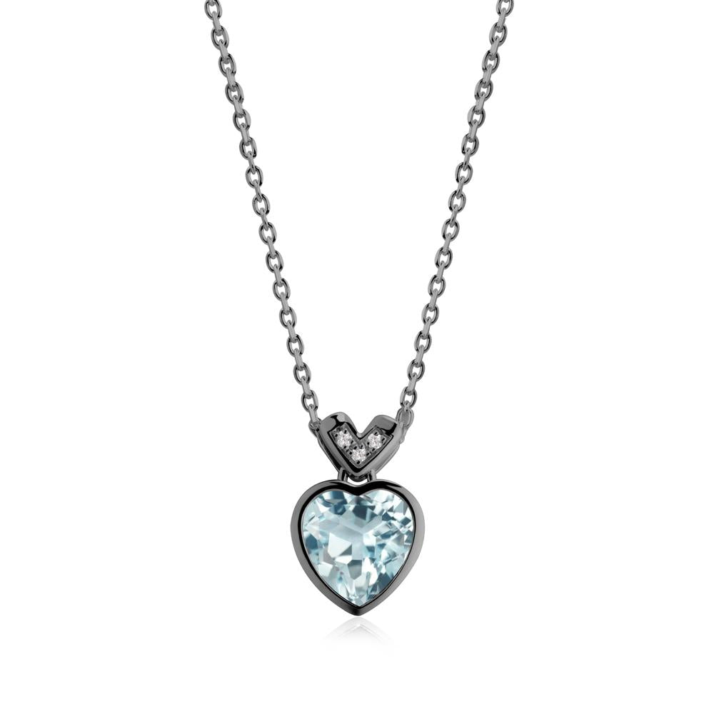 Heart-Cut Aquamarine Necklace with Chevron - LUO Jewelry #metal_black finish sterling silver
