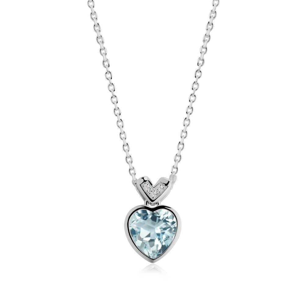 Heart-Cut Aquamarine Necklace with Chevron - LUO Jewelry #metal_platinum