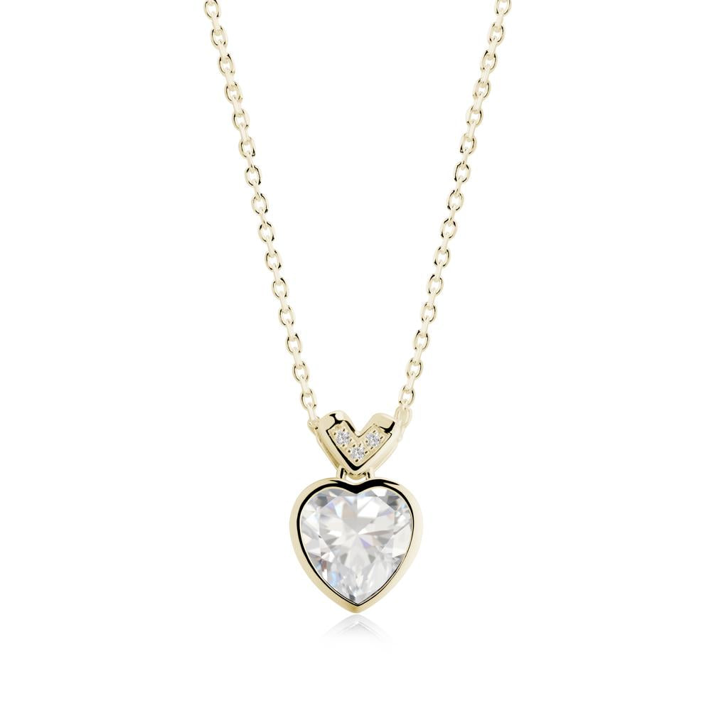 Heart-Cut Cubic Zirconia Necklace with Chevron - LUO Jewelry #metal_14k yellow gold