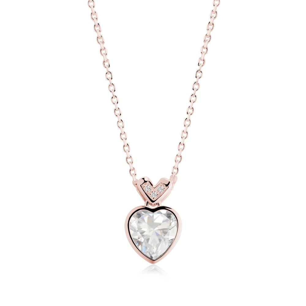 Heart-Cut Cubic Zirconia Necklace with Chevron - LUO Jewelry #metal_18k rose gold