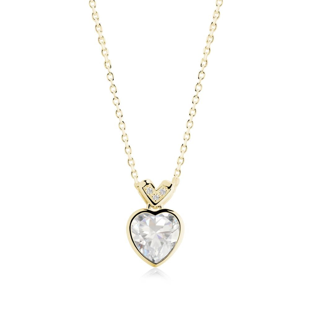 Heart-Cut Cubic Zirconia Necklace with Chevron - LUO Jewelry #metal_18k yellow gold