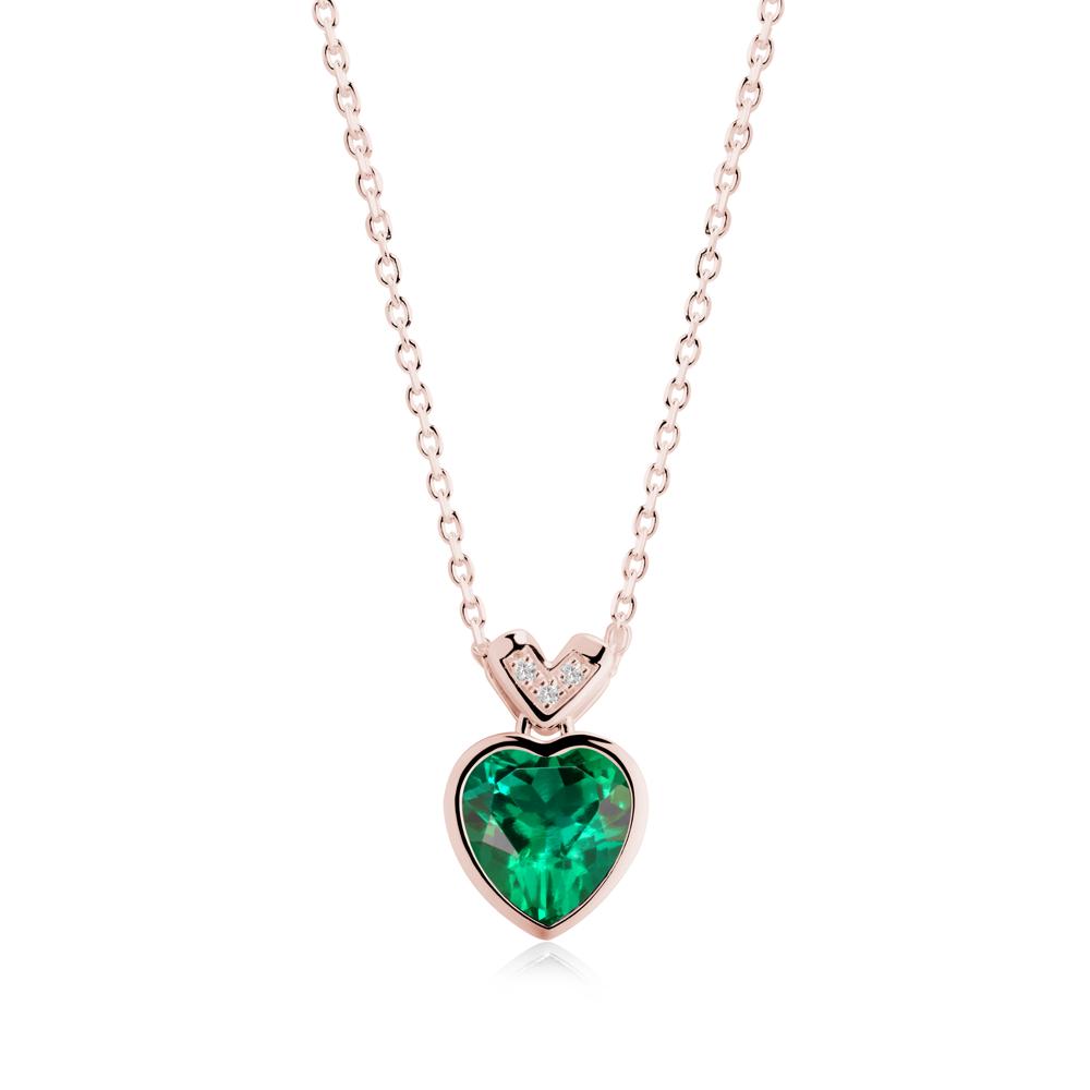 Heart-Cut Emerald Necklace with Chevron - LUO Jewelry #metal_18k rose gold