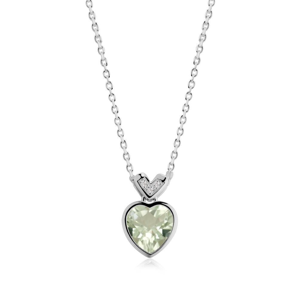 Heart-Cut Green Amethyst Necklace with Chevron - LUO Jewelry #metal_platinum