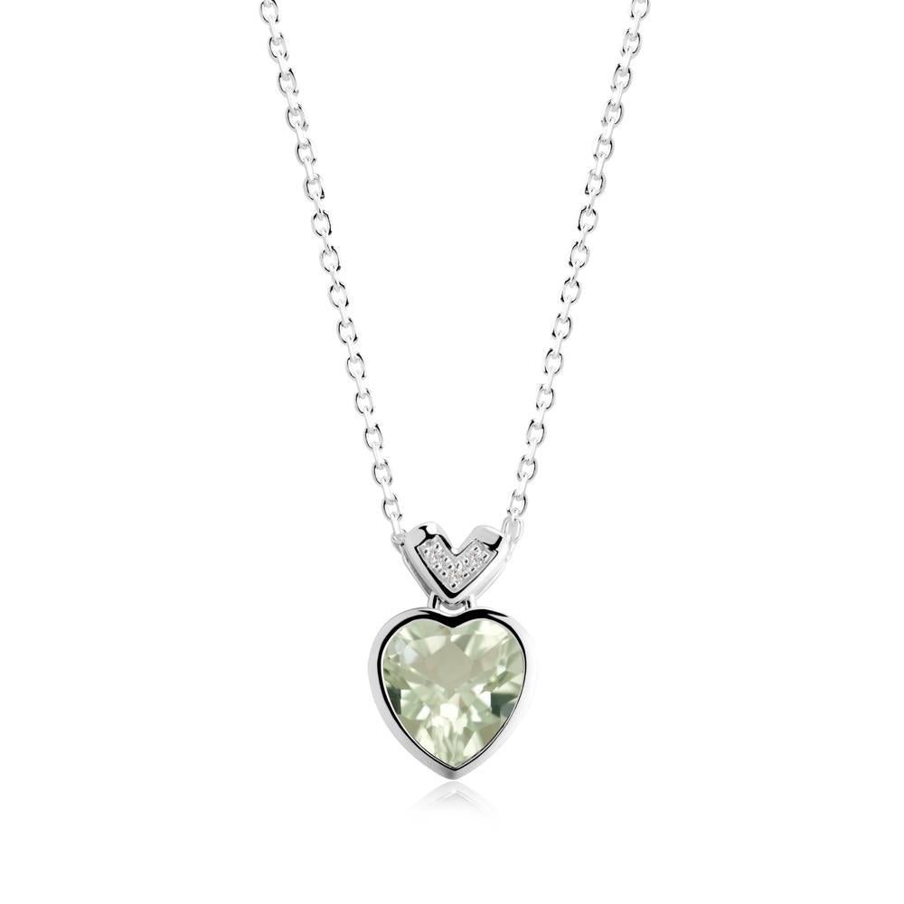 Heart-Cut Green Amethyst Necklace with Chevron - LUO Jewelry #metal_sterling silver