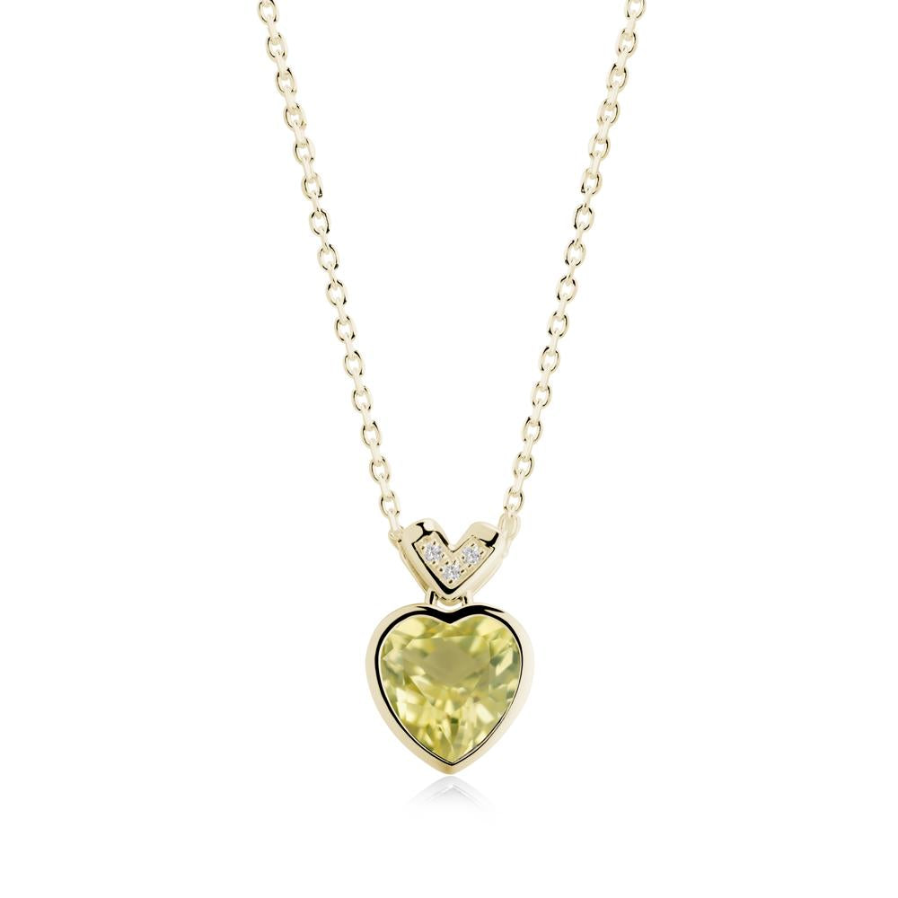 Heart-Cut Lemon Quartz Necklace with Chevron - LUO Jewelry #metal_14k yellow gold