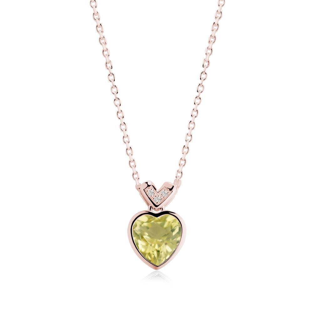 Heart-Cut Lemon Quartz Necklace with Chevron - LUO Jewelry #metal_18k rose gold