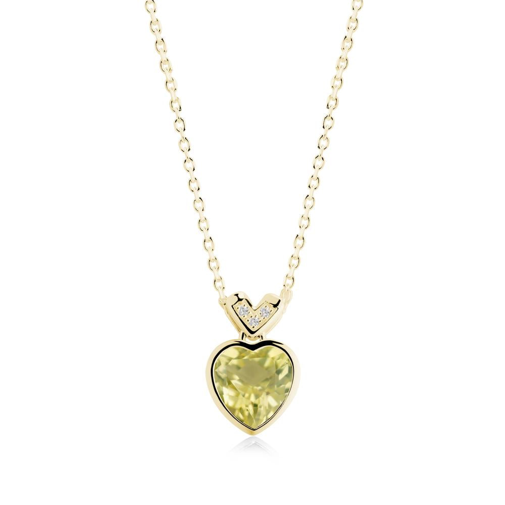 Heart-Cut Lemon Quartz Necklace with Chevron - LUO Jewelry #metal_18k yellow gold