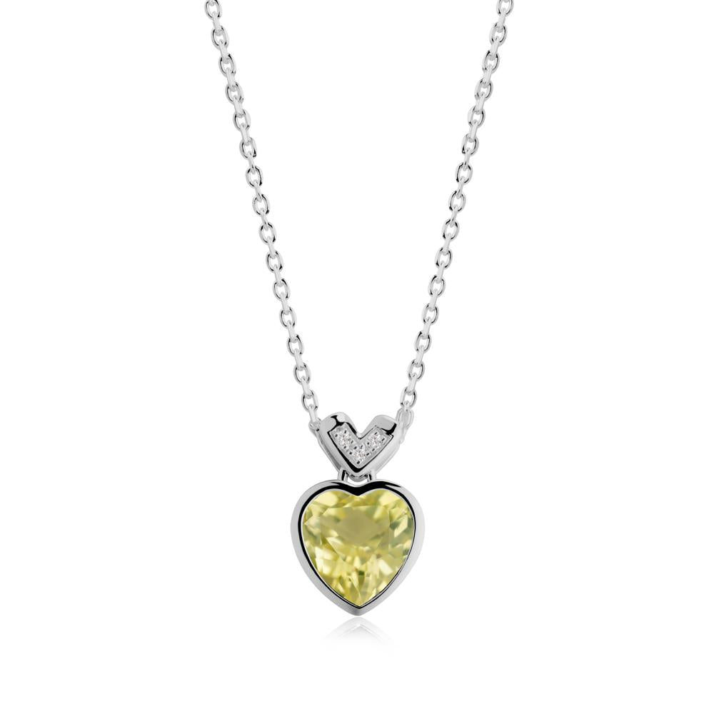 Heart-Cut Lemon Quartz Necklace with Chevron - LUO Jewelry #metal_platinum