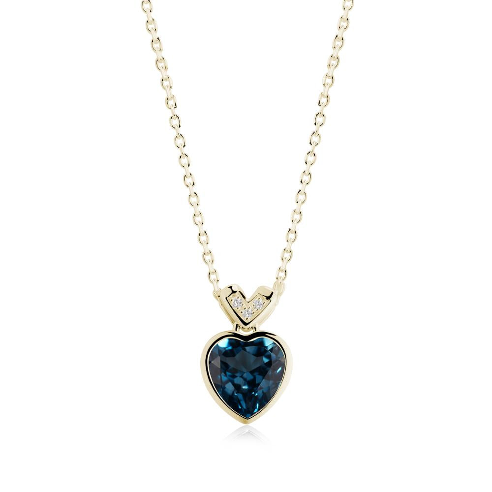 Heart-Cut London Blue Topaz Necklace with Chevron - LUO Jewelry #metal_14k yellow gold