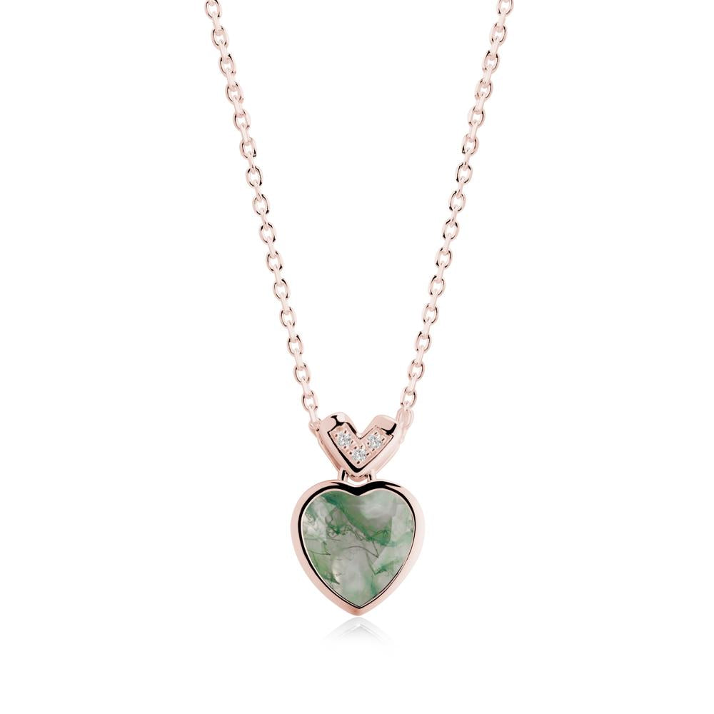 Heart-Cut Moss Agate Necklace with Chevron - LUO Jewelry #metal_18k rose gold