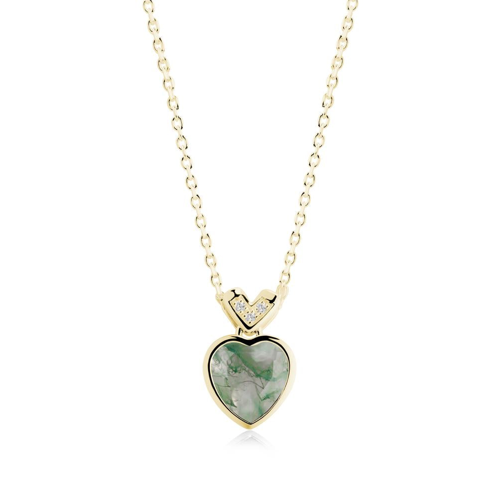 Heart-Cut Moss Agate Necklace with Chevron - LUO Jewelry #metal_18k yellow gold