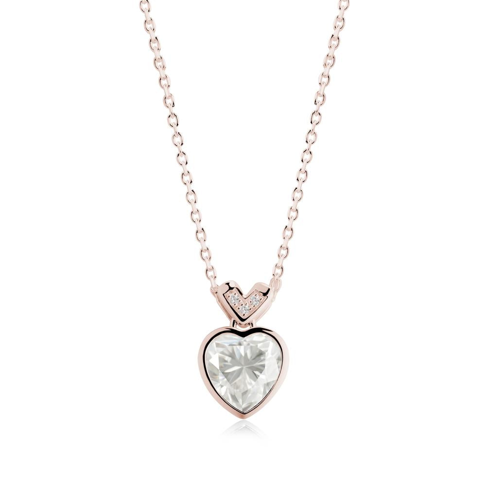 Heart-Cut Moissanite Necklace with Chevron - LUO Jewelry #metal_14k rose gold