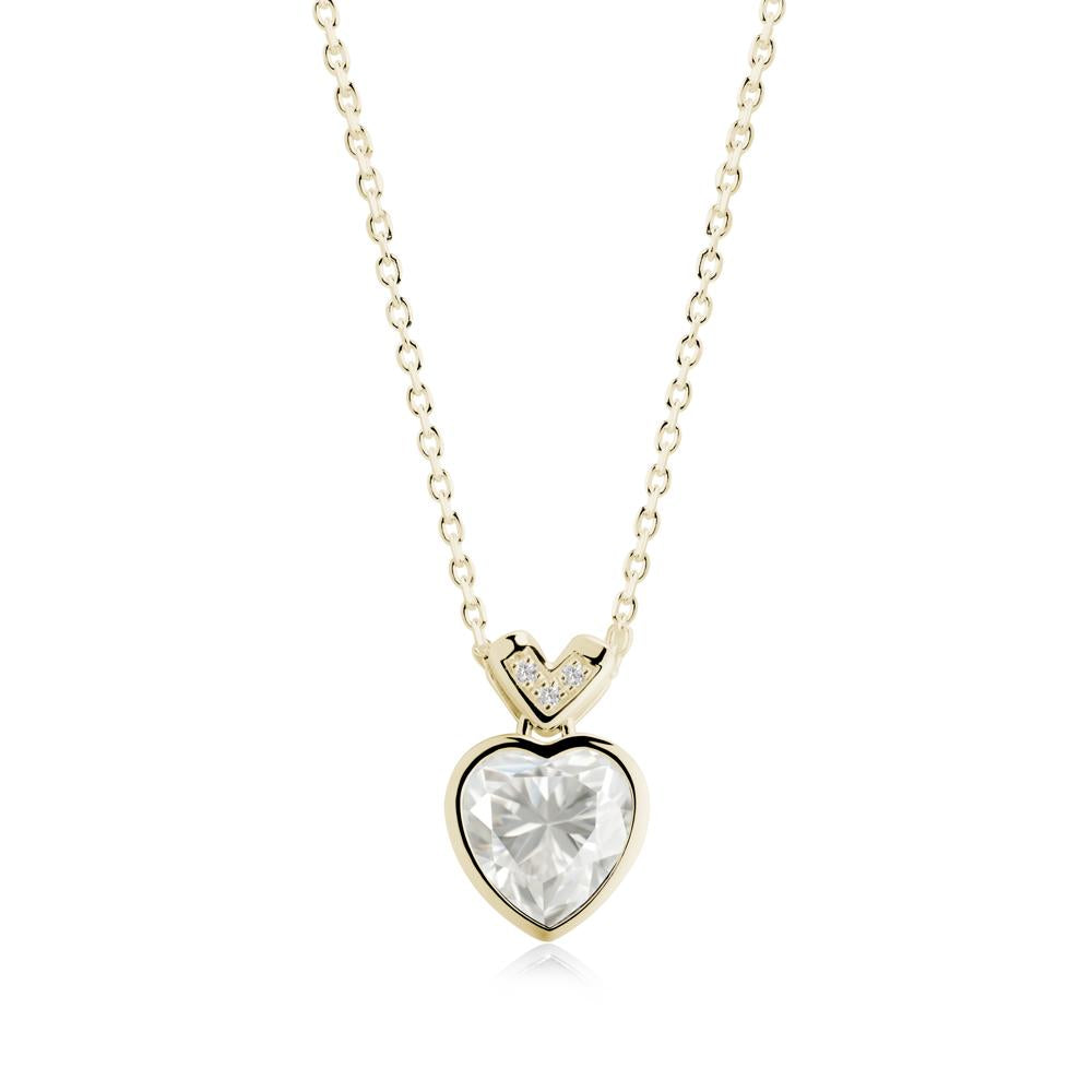 Heart-Cut Moissanite Necklace with Chevron - LUO Jewelry #metal_14k yellow gold