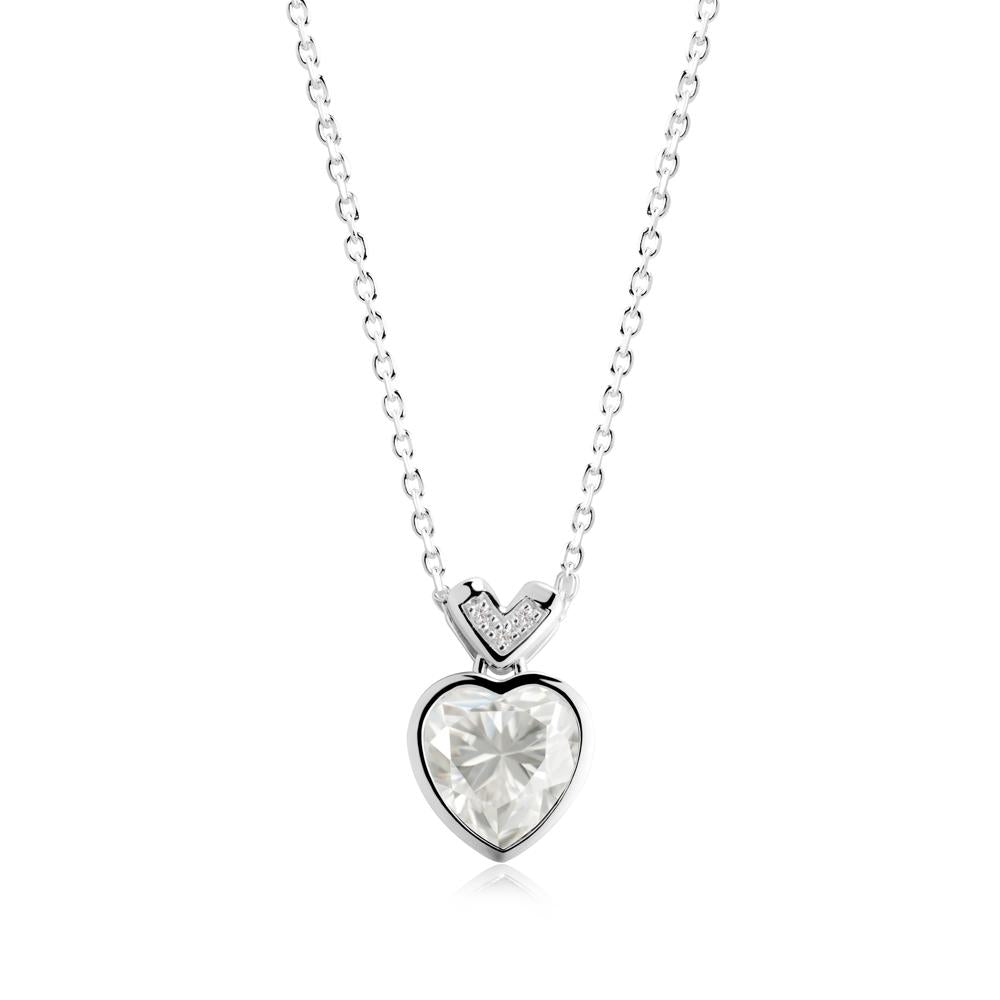 Heart-Cut Moissanite Necklace with Chevron - LUO Jewelry #metal_18k white gold