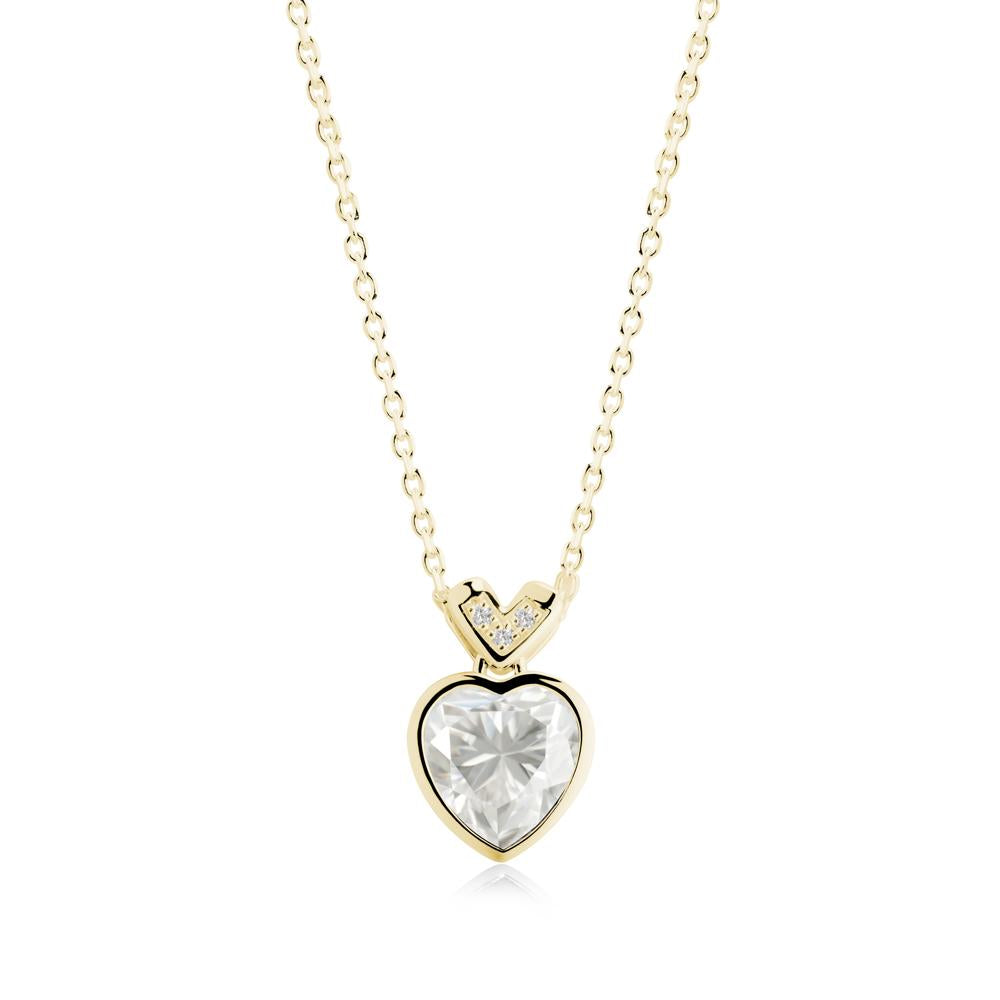 Heart-Cut Moissanite Necklace with Chevron - LUO Jewelry #metal_18k yellow gold