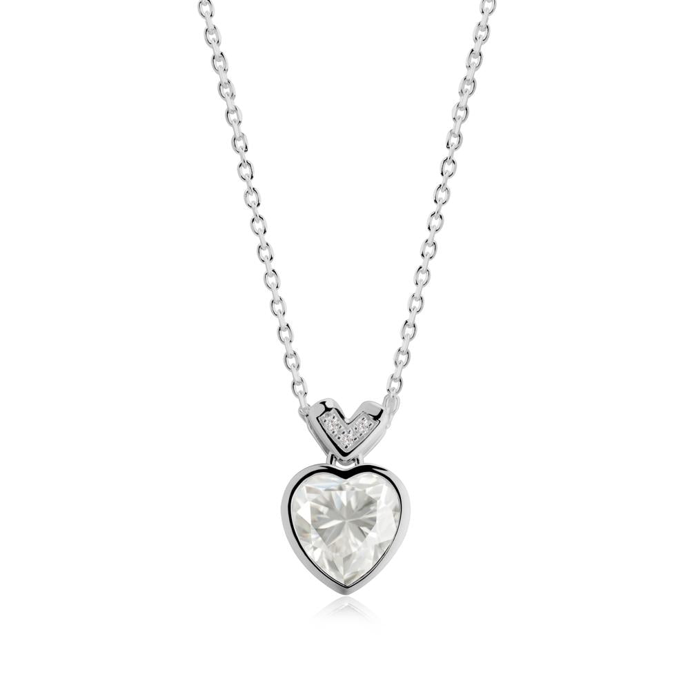 Heart-Cut Moissanite Necklace with Chevron - LUO Jewelry #metal_platinum