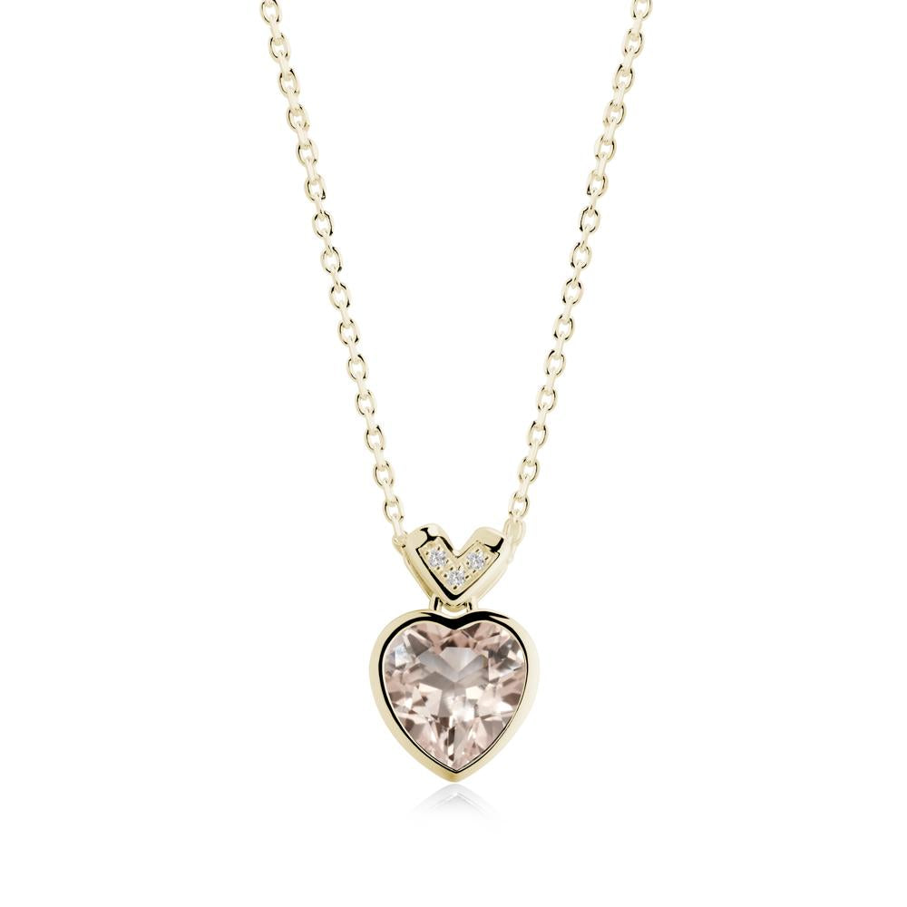 Heart-Cut Morganite Necklace with Chevron - LUO Jewelry #metal_14k yellow gold
