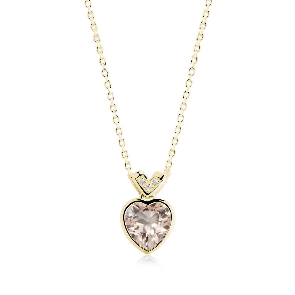 Heart-Cut Morganite Necklace with Chevron - LUO Jewelry #metal_18k yellow gold