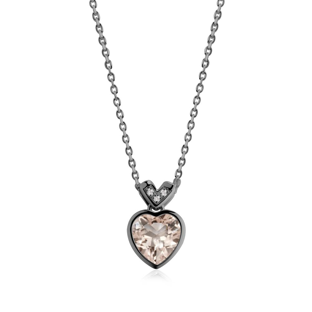 Heart-Cut Morganite Necklace with Chevron - LUO Jewelry #metal_black finish sterling silver