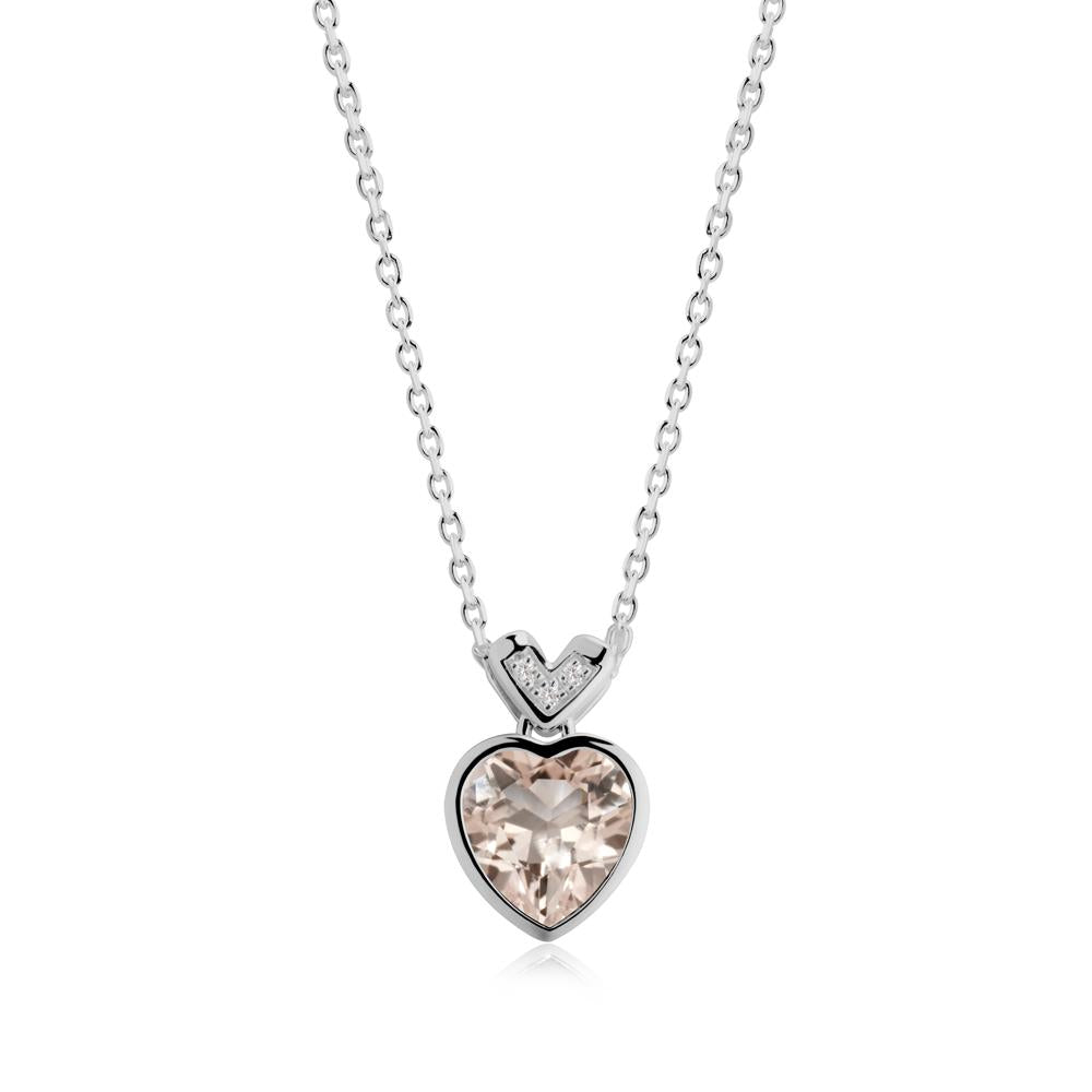 Heart-Cut Morganite Necklace with Chevron - LUO Jewelry #metal_platinum